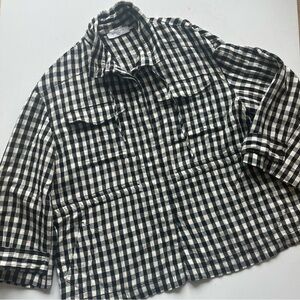 M.M. LaFleur The Allison Anorak Luxe Gingham Black & White Drawstring Jacket XXL